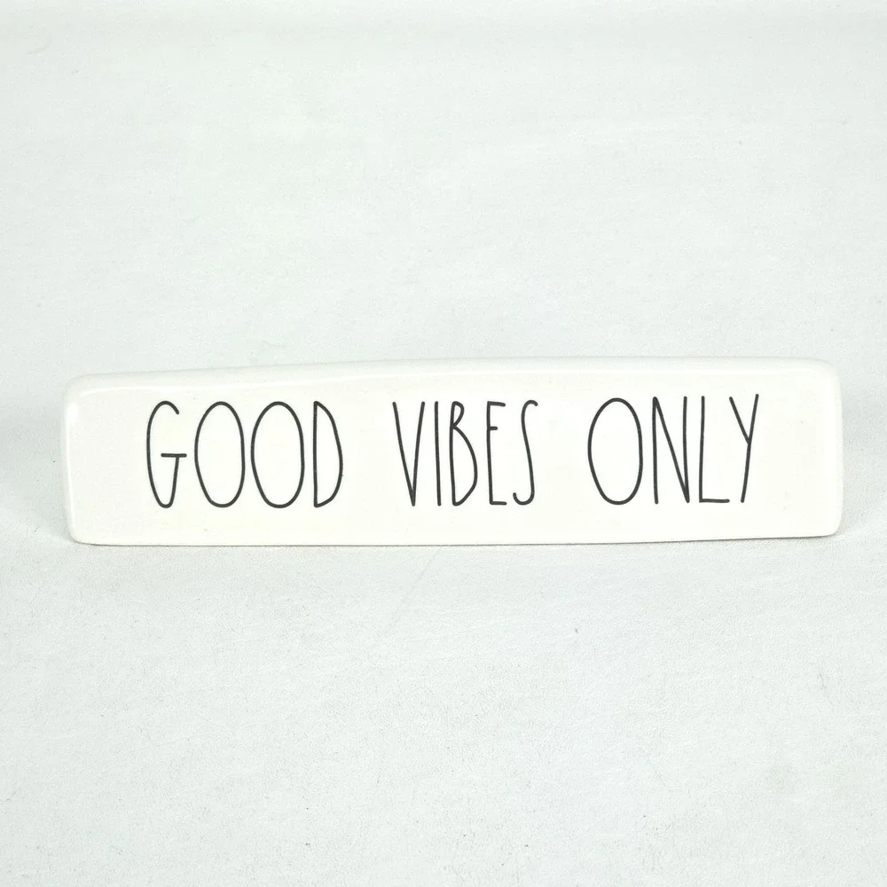 Rae Dunn Good Vibes Only Desk Sign Artisan Collection Magenta Farmhouse Motivate - Picture 7 of 7